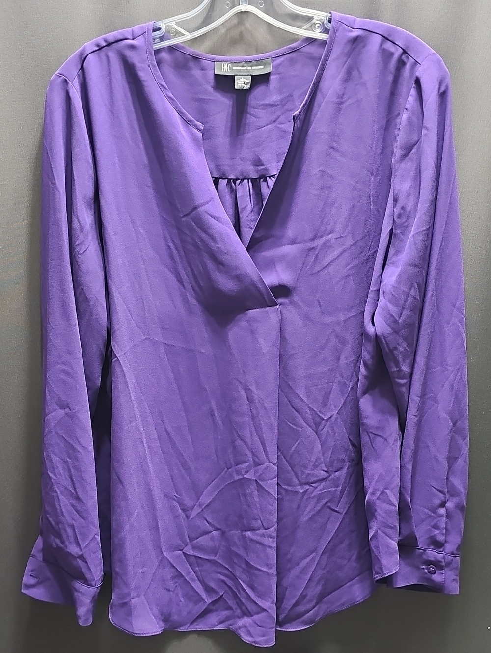 INC International Concepts Violet Wrap-Front Long-Sleeve Blouse